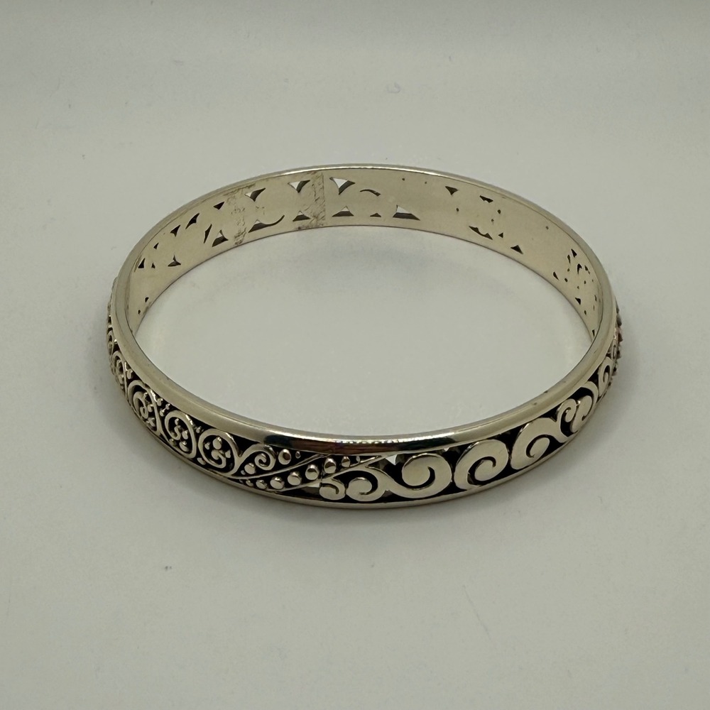Brighton Love Affair Bracelet Silver Tone Filigree Scroll Bangle Bracelet